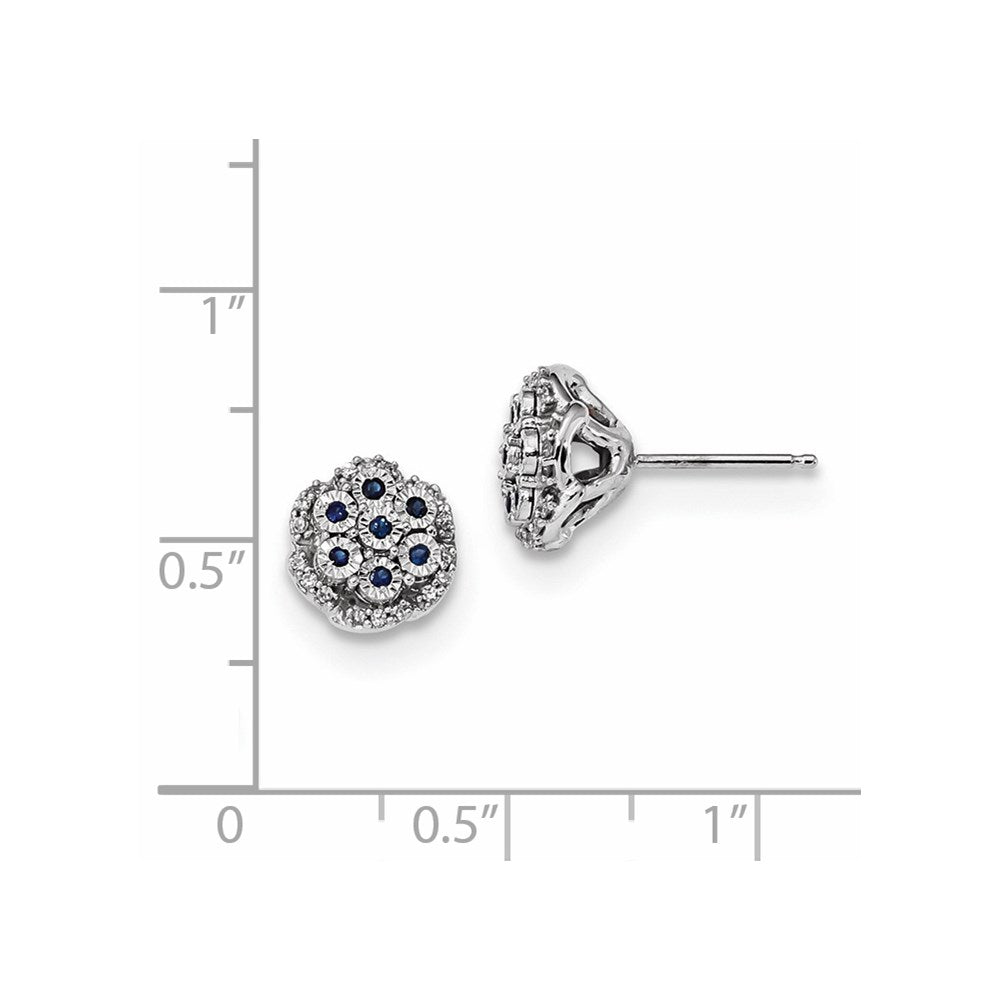 14k White Gold Real Diamond u0026 Sapphire Post Earrings