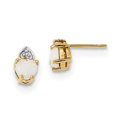 14k Yellow Gold w/ Real Diamond u0026 Opal Post Earrings