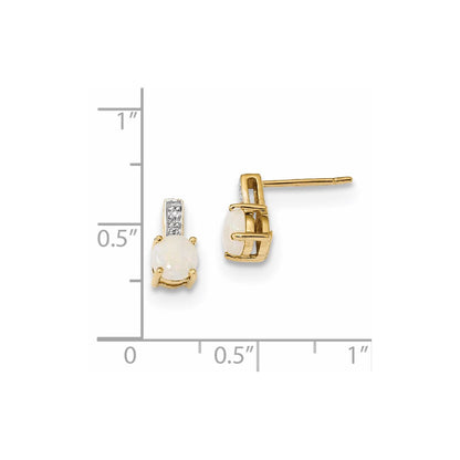 14k Yellow Gold w/ Real Diamond u0026 Opal Post Earrings