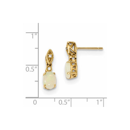 14k Yellow Gold w/ Austrian Opal u0026 Real Diamond Earrings