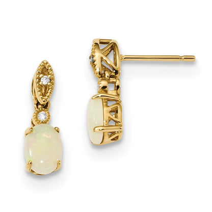 14k Yellow Gold w/ Austrian Opal u0026 Real Diamond Earrings