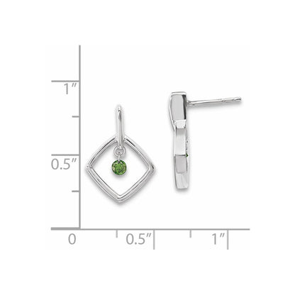 14k White Gold Green Real Diamond Earrings