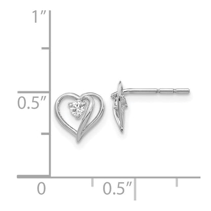 14k White Gold A Real Diamond heart Earrings