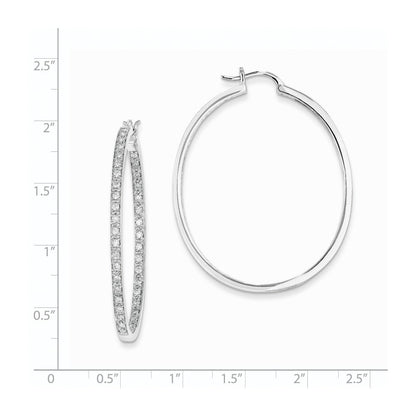 14k White Gold AA Quality Completed Real Diamond In/Out Hoop Earrings