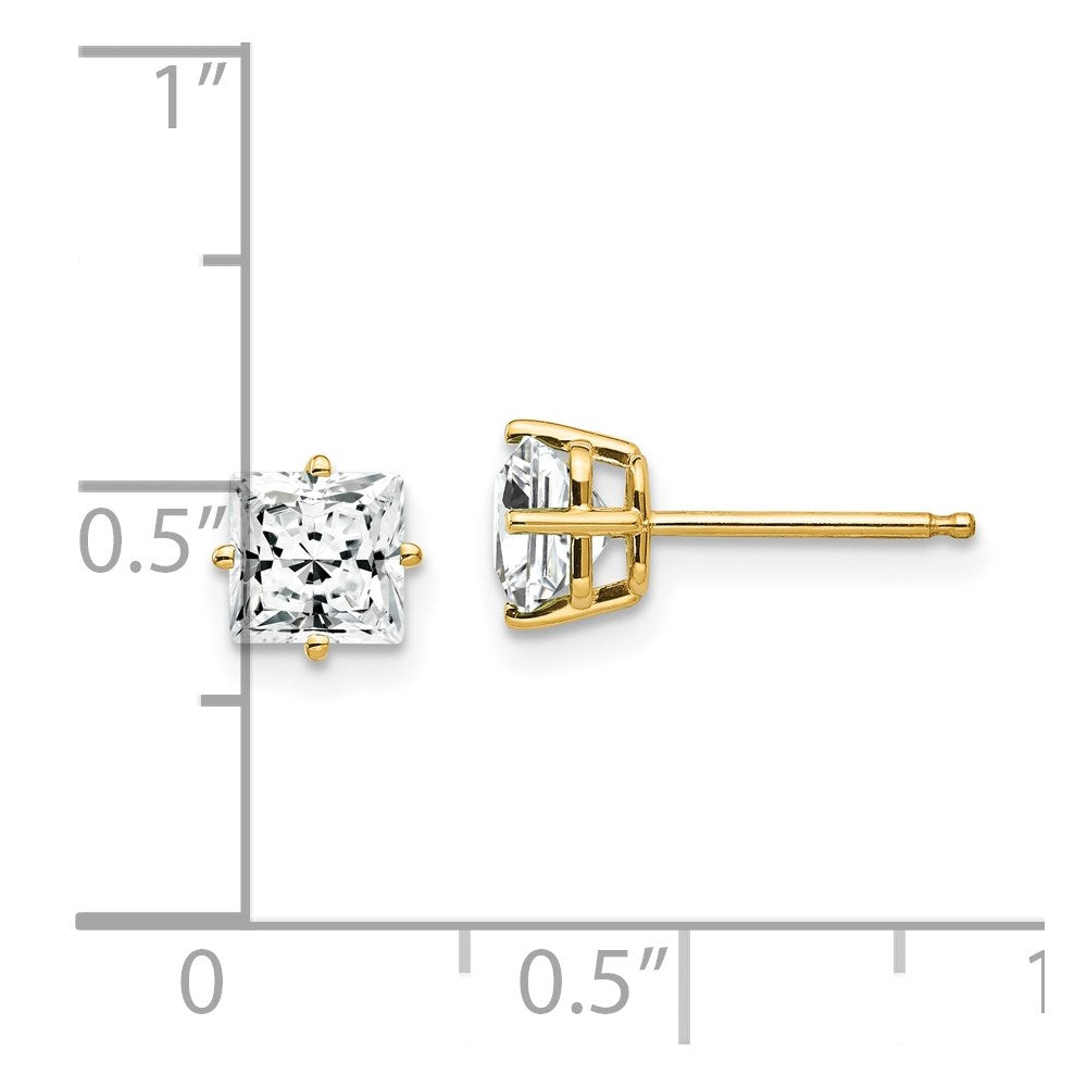 14k Yellow Gold 5mm Cubic Zirconia Earrings
