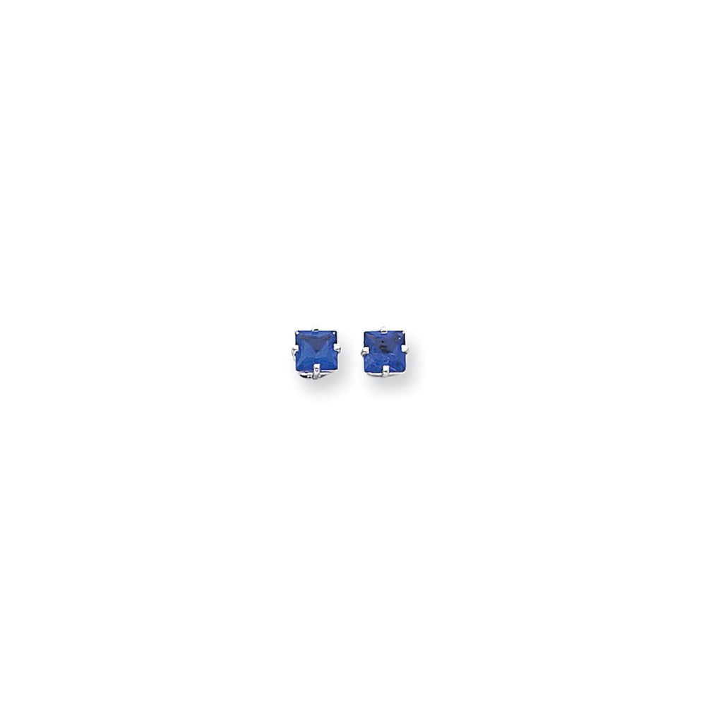 14k White Gold 5mm Princess Cut Tsavorite Earrings