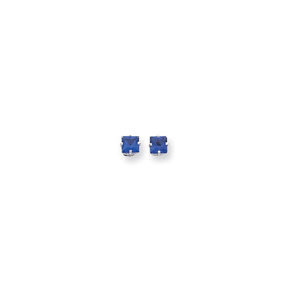 14k White Gold 5mm Princess Cut Tsavorite Earrings