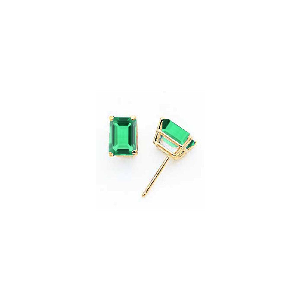 14k Yellow Gold 7x5mm Emerald Cut Mount St. Helens Earrings