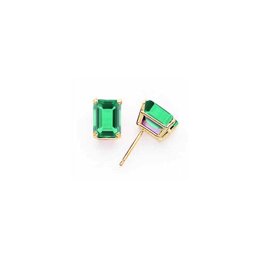 14k Yellow Gold 9x7mm Emerald Cut Mount St. Helens Earrings