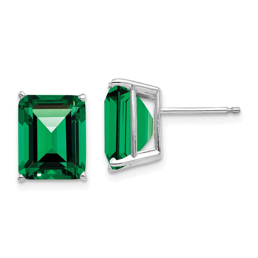 14k Yellow Gold Emerald Cut Mount St. Helens Stud Earrings