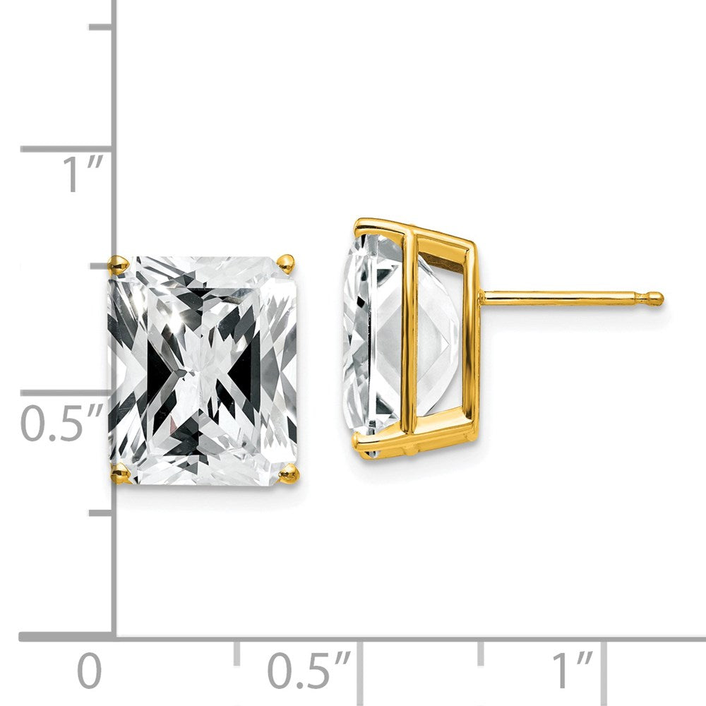 14k Yellow Gold 12x10mm Emerald Cut Cubic Zirconia Earrings