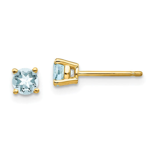 14k Yellow Gold Aquamarine Post Earrings