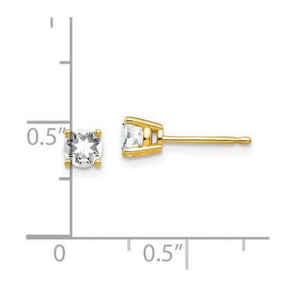 14k Yellow Gold 4mm Cubic Zirconia Earrings