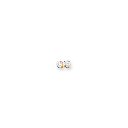 14k Yellow Gold 4mm Cubic Zirconia Earrings
