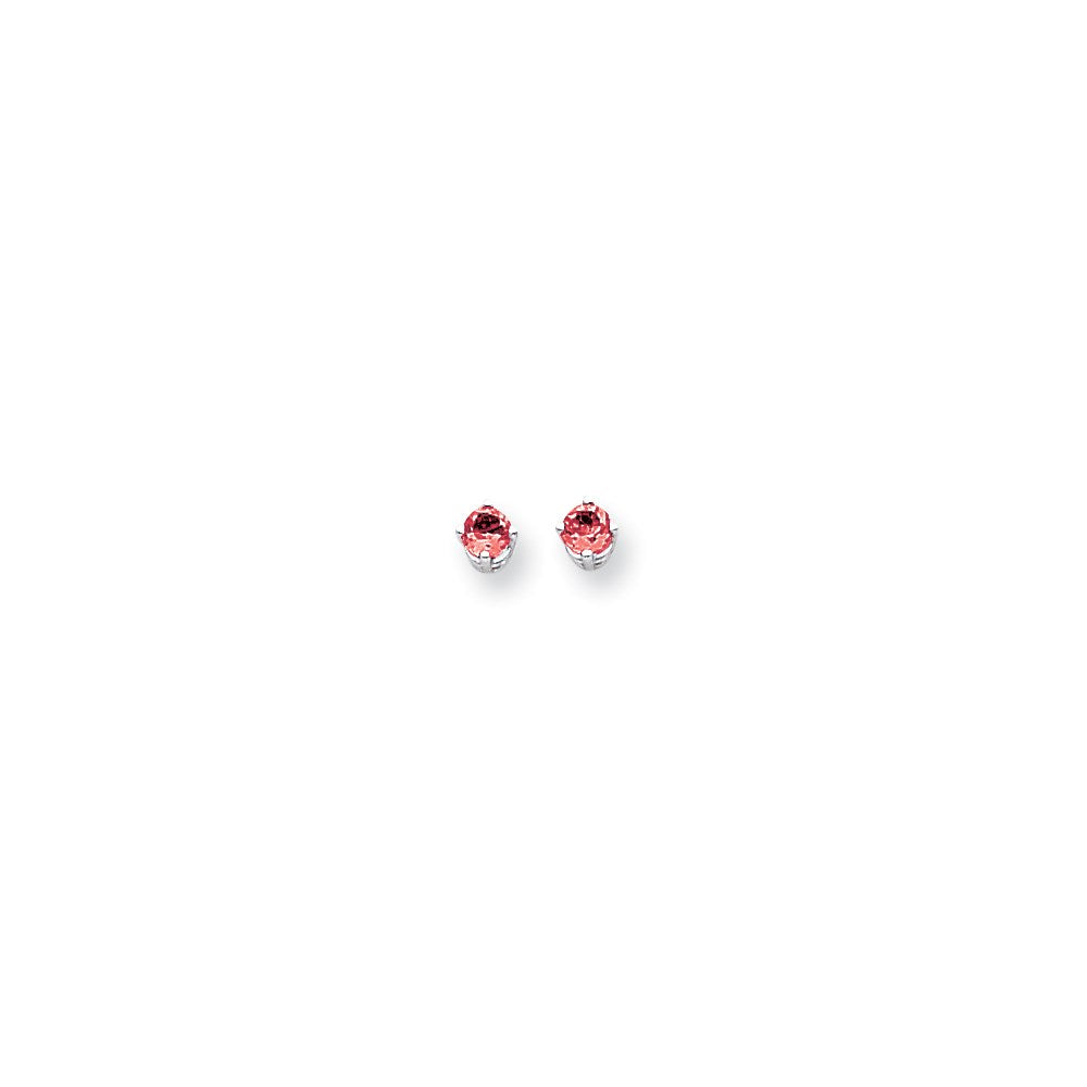 14k White Gold 4mm Ruby Earrings