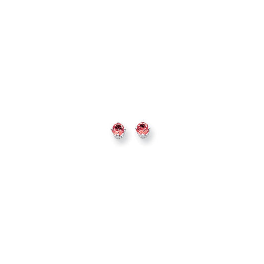 14k White Gold 4mm Ruby Earrings