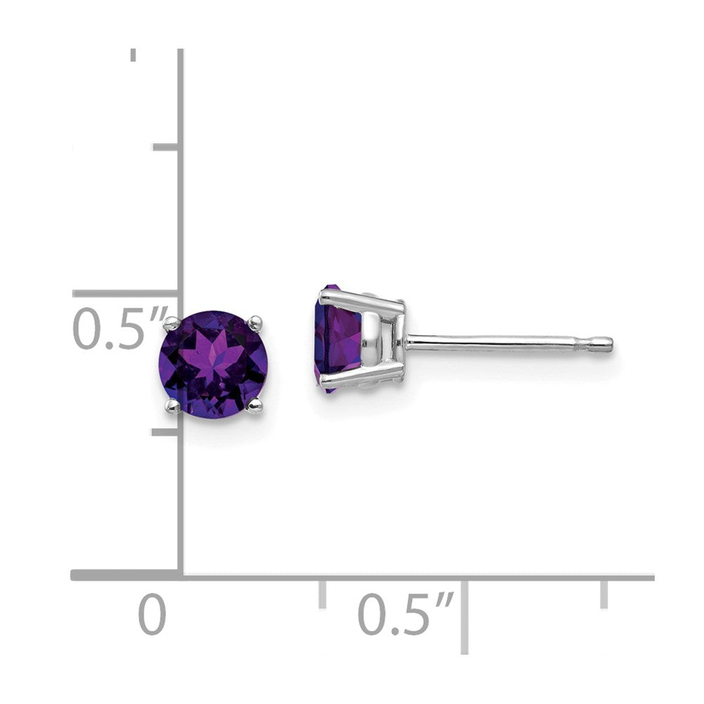 14k White Gold 5mm Amethyst Earrings