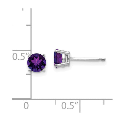 14k White Gold 5mm Amethyst Earrings