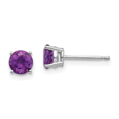 14k White Gold 5mm Amethyst Earrings