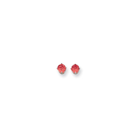 14k White Gold 5mm Ruby Earrings