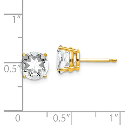14k Yellow Gold 7mm Cubic Zirconia Earrings