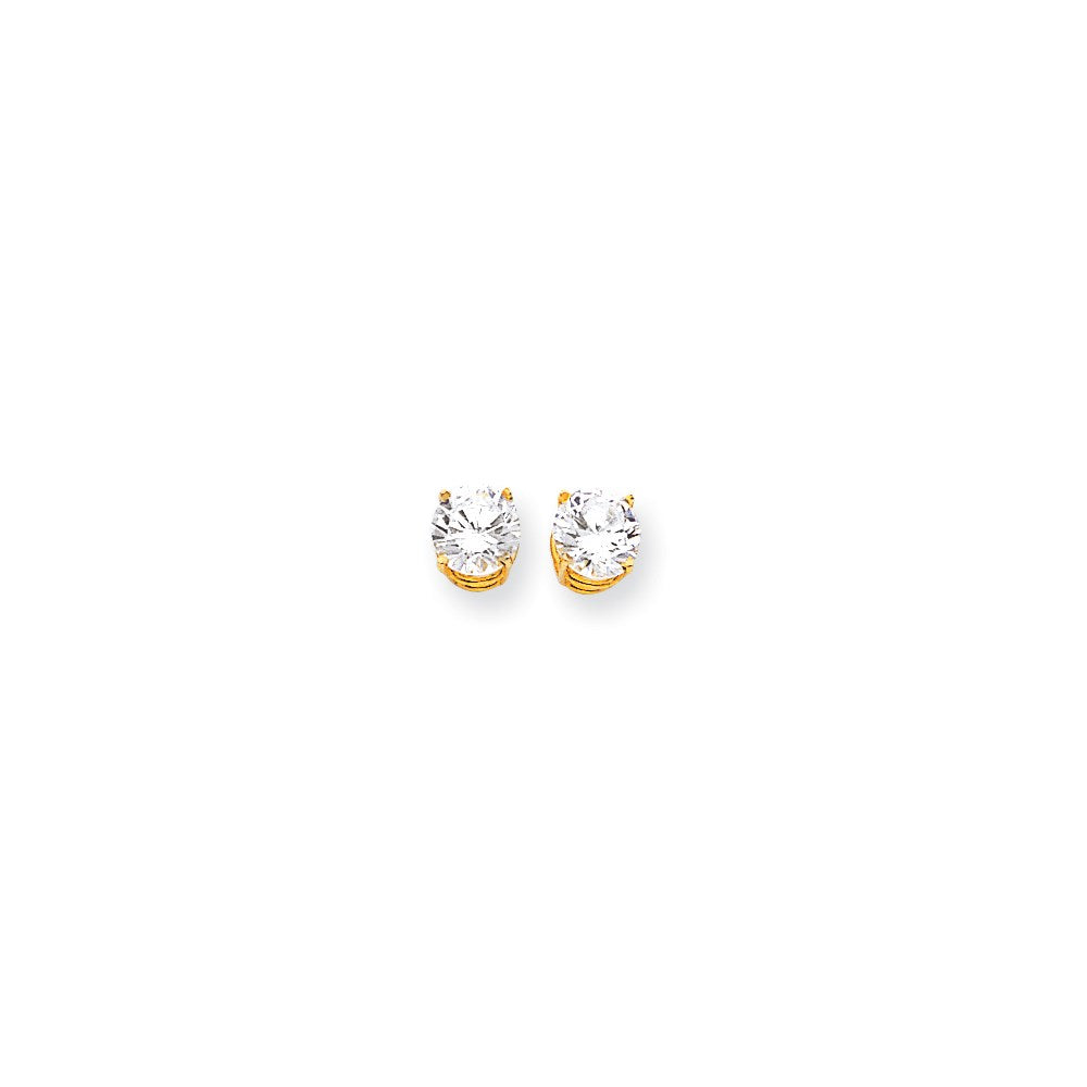 14k Yellow Gold 7mm Cubic Zirconia Earrings
