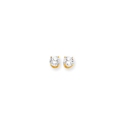 14k Yellow Gold 7mm Cubic Zirconia Earrings