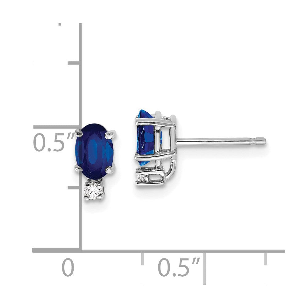 14k White Gold 6x4mm Oval Sapphire u0026 AAA Real Diamond Earrings
