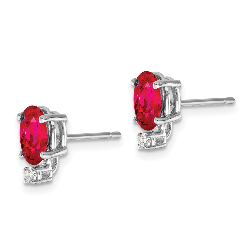 14k White Gold 7x5mm Oval Ruby u0026 AAA Real Diamond Earrings