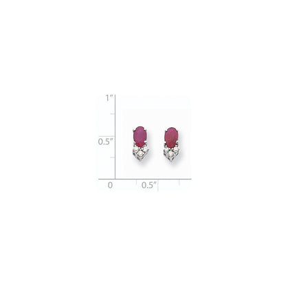14k White Gold 6x4mm Oval Ruby u0026 AAA Real Diamond Earrings