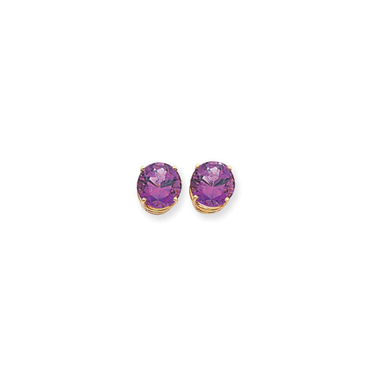 14k Yellow Gold 10mm Amethyst Checker Earrings