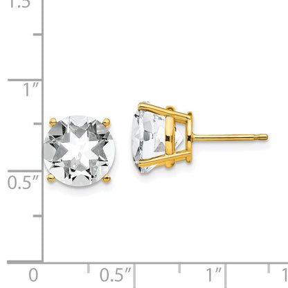 14k Yellow Gold 10mm Cubic Zirconia Earrings