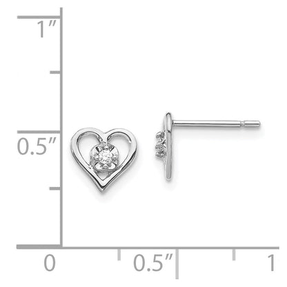 14k White Gold A Real Diamond heart Earrings