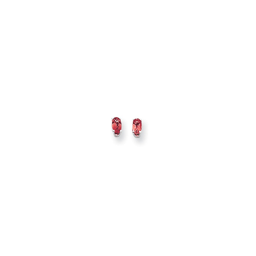 14k White Gold 5x3mm Oval Ruby Earrings
