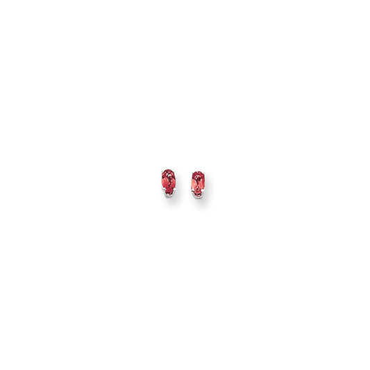 14k White Gold 5x3mm Oval Ruby Earrings