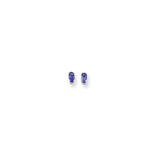 14k White Gold 5x3mm Oval Sapphire Earrings