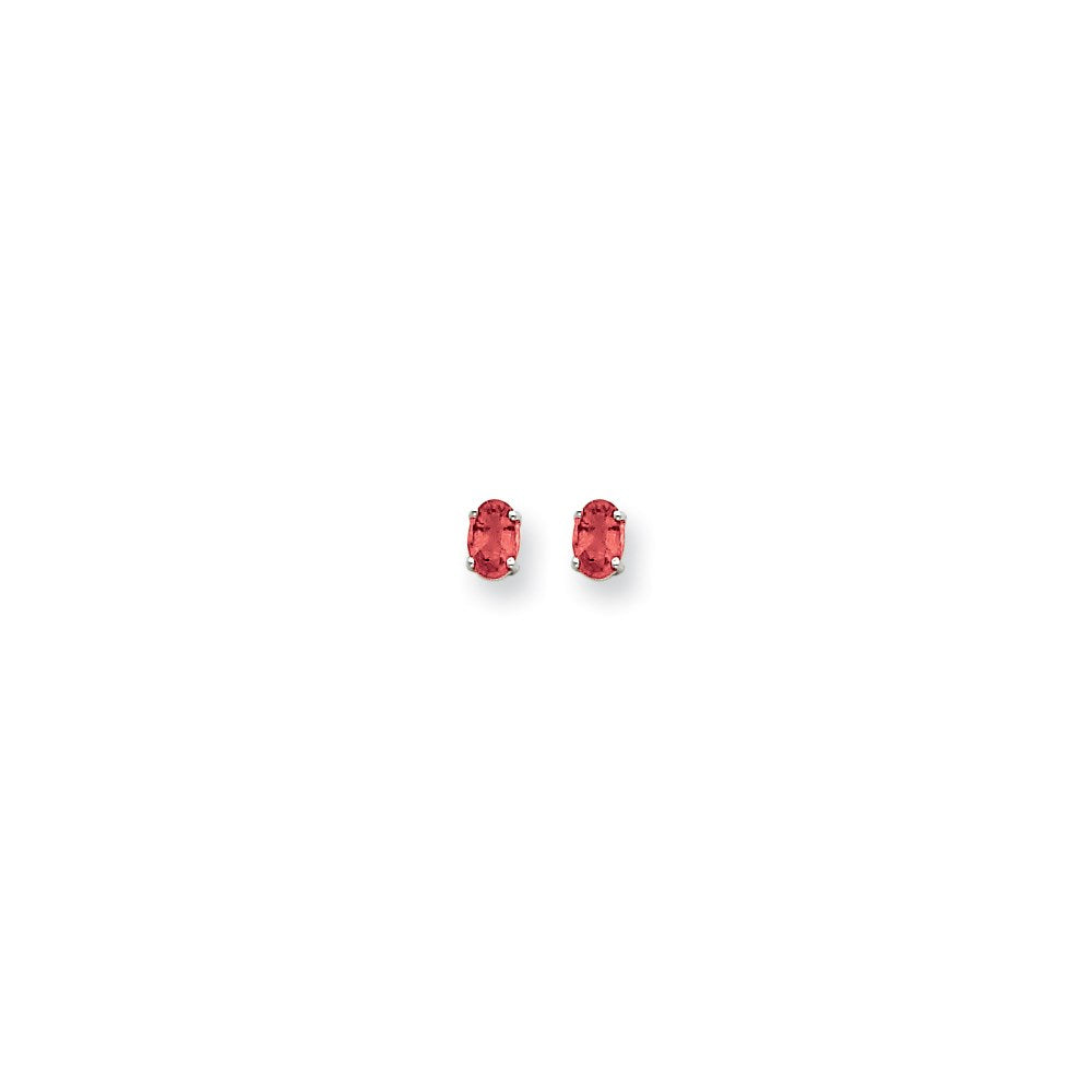 14k White Gold 6x4mm Oval Ruby Earrings