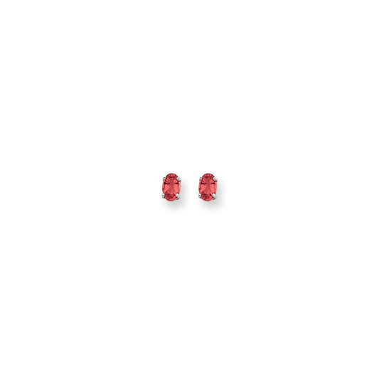 14k White Gold 6x4mm Oval Ruby Earrings