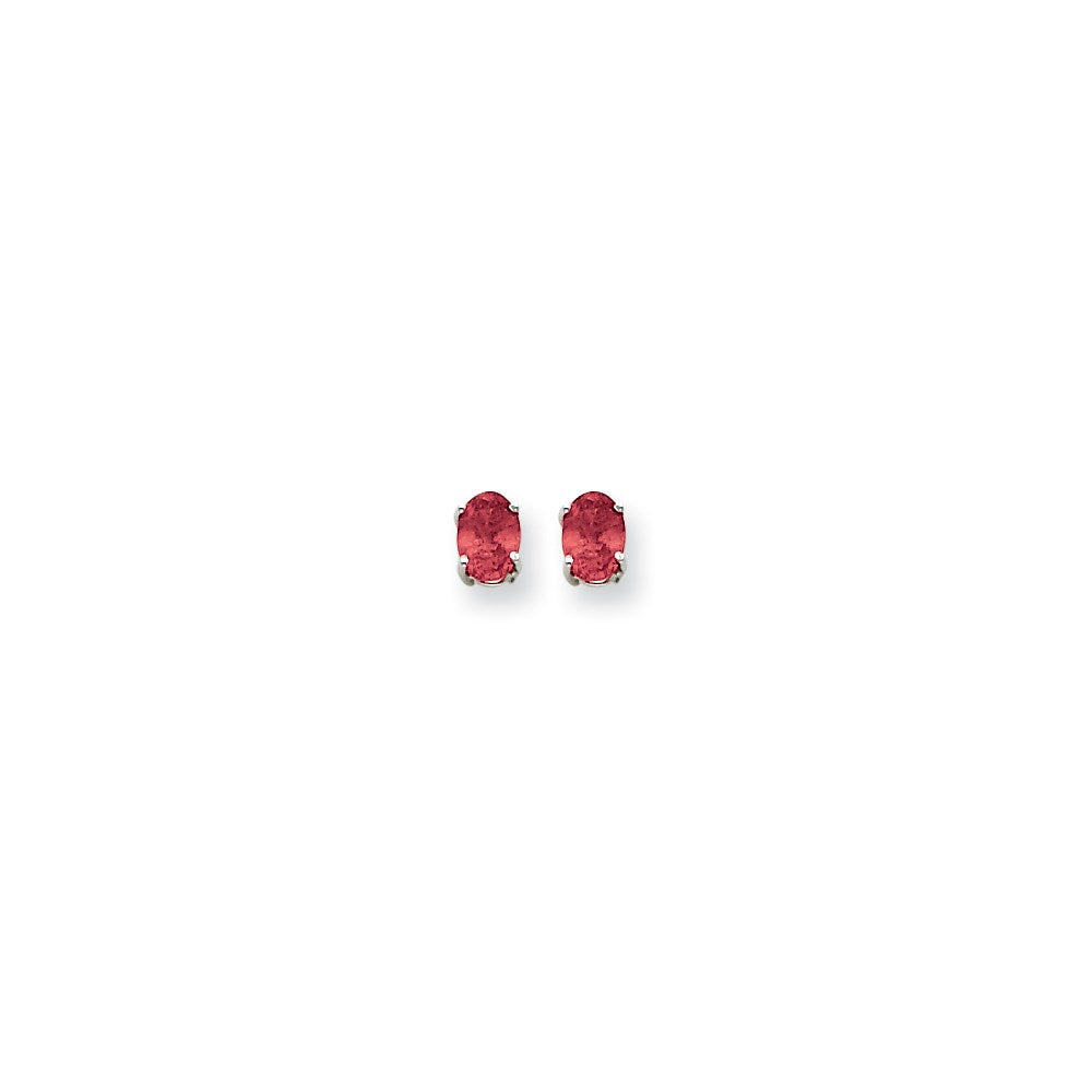 14k White Gold 7x5mm Oval Ruby Earrings