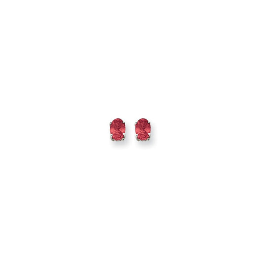 14k White Gold 7x5mm Oval Ruby Earrings