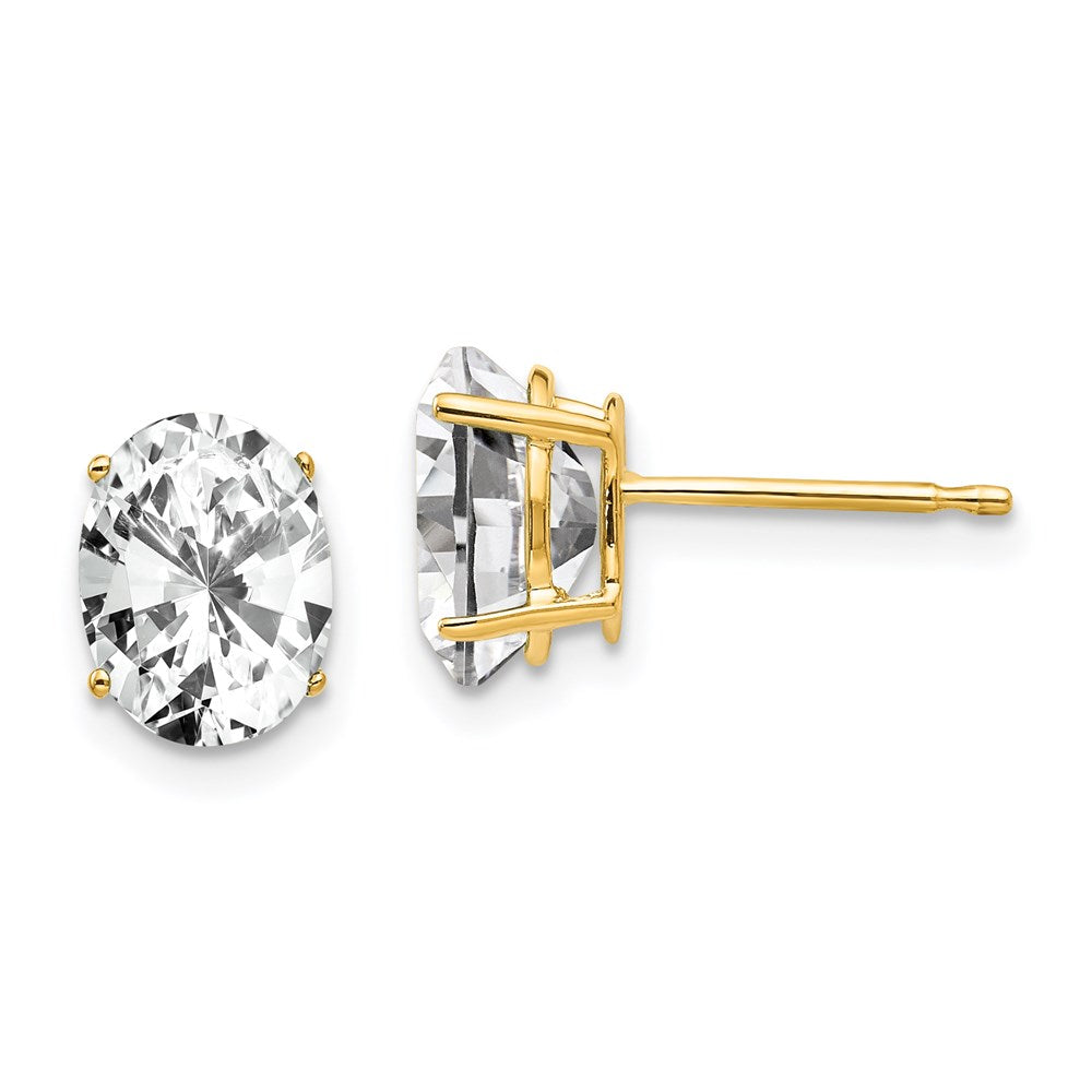 14k Yellow Gold 8x6mm Oval Cubic Zirconia Earrings