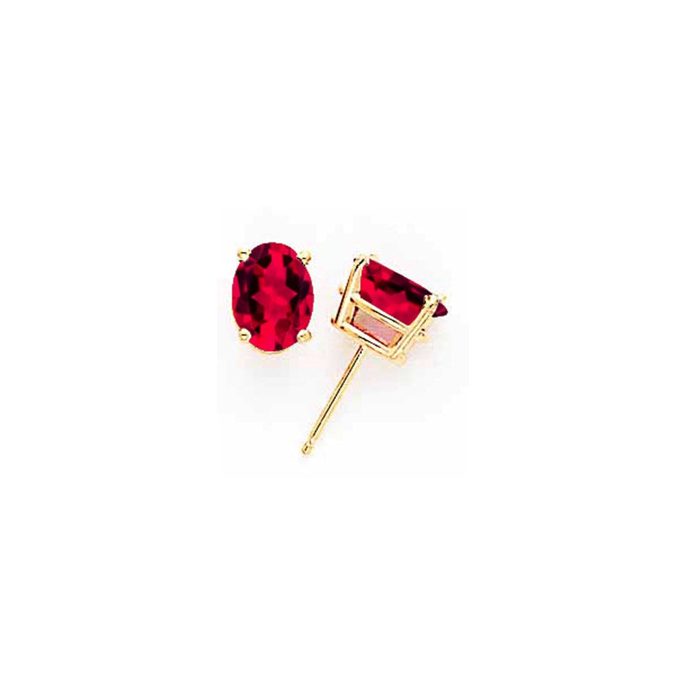 14k Yellow Gold 8x6mm Oval Ruby Earrings