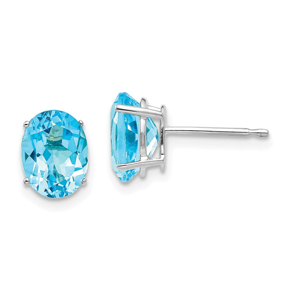 14k White Gold 8x6mm Oval Blue Topaz Earrings