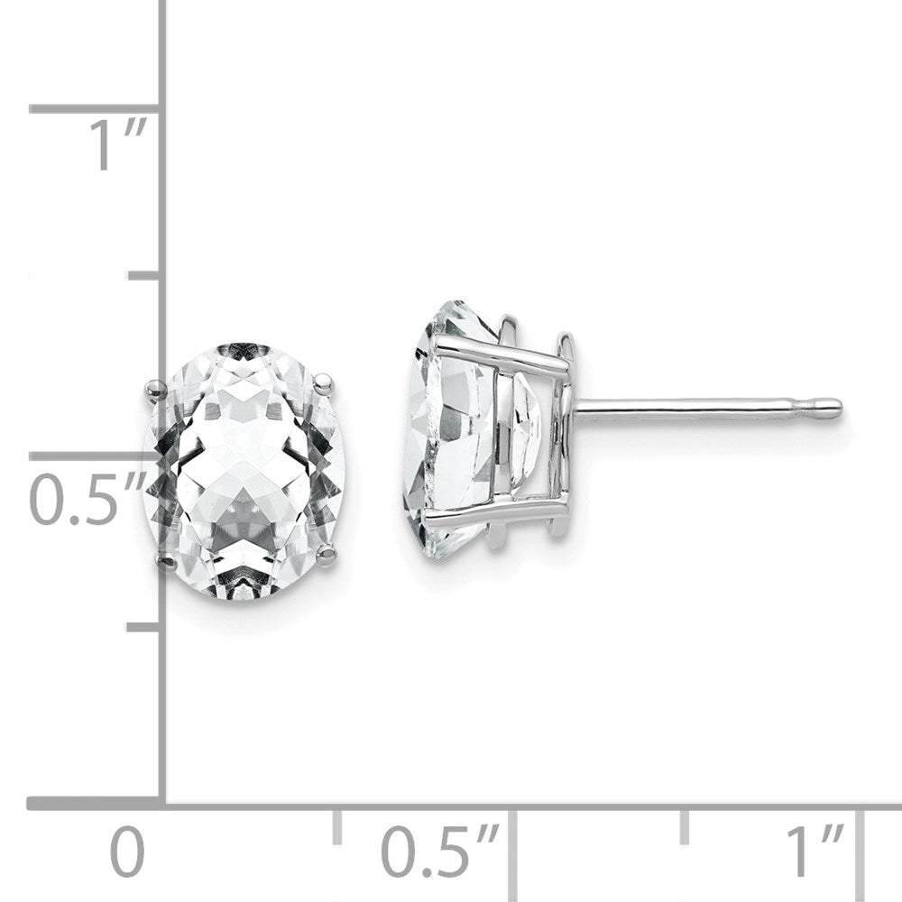 14k White Gold Cubic Zirconia Oval Stud Earrings