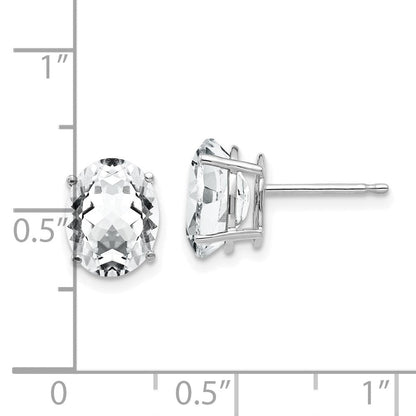 14k White Gold Cubic Zirconia Oval Stud Earrings