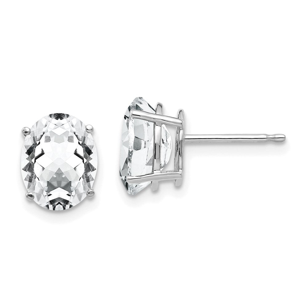 14k White Gold Cubic Zirconia Oval Stud Earrings
