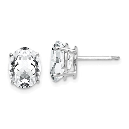 14k White Gold Cubic Zirconia Oval Stud Earrings