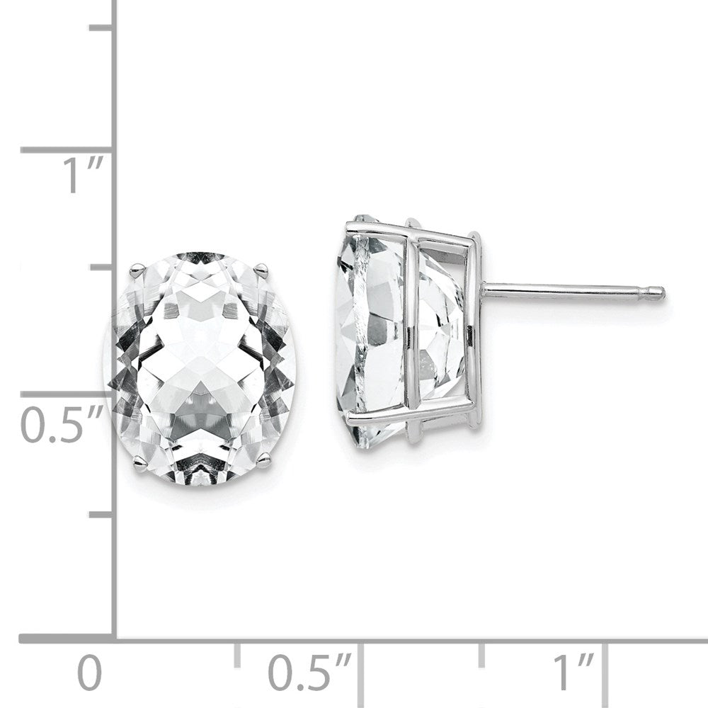 14k White Gold Cubic Zirconia Oval Stud Earrings