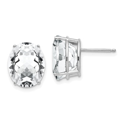 14k White Gold Cubic Zirconia Oval Stud Earrings