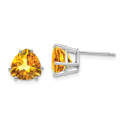 14k Yellow Gold Citrine Trillion Stud Earrings